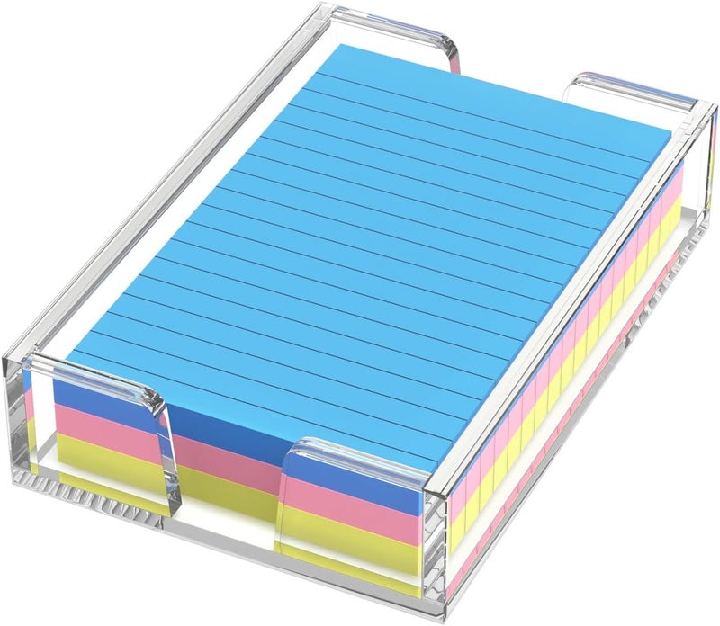 WINFFOR Acrylic Notepad Holder Dispenser - 4x6 in Sticky Note Memo Holder Self-Stick Note Pad Organizer (W/O Pads) Office Desk Accessories School Supplies, Crystal Clear - Image 1